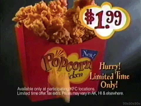 KFC popcorn chicken ad